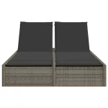 szürke polyrattan dupla napozóágy párnával