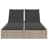 világosszürke polyrattan dupla napozóágy párnával
