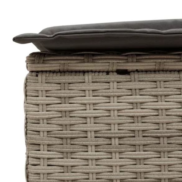 világosszürke polyrattan dupla napozóágy párnával