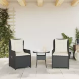 2 db fekete polyrattan dönthető kerti szék