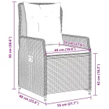 2 db fekete polyrattan dönthető kerti szék