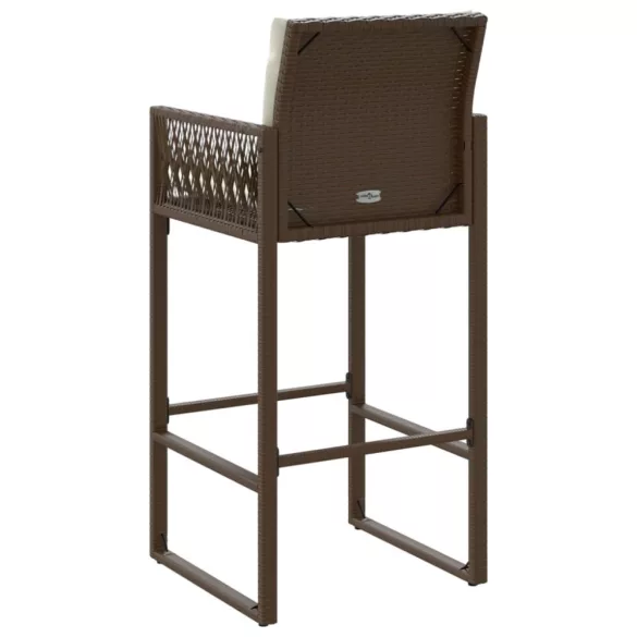 2 db barna polyrattan kerti bárszék párnával