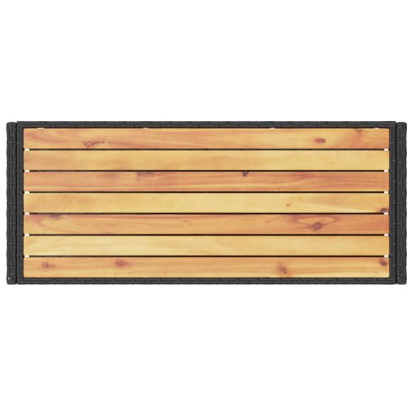 3 szintes fekete polyrattan és tömör akácfa zsúrkocsi