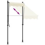 krémszínű szövet és acél feltekerhető napellenző 100 x 150 cm