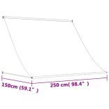 krémszínű szövet és acél feltekerhető napellenző 250 x 150 cm