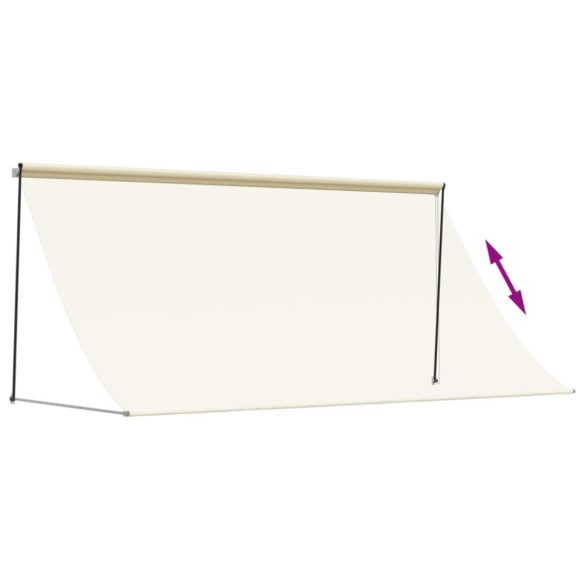 krémszínű szövet és acél feltekerhető napellenző 300 x 150 cm