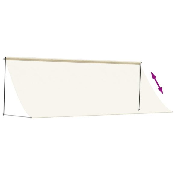 krémszínű szövet és acél feltekerhető napellenző 400 x 150 cm