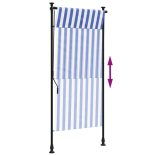 kék és fehér szövet és acél kültéri roló 100 x 270 cm