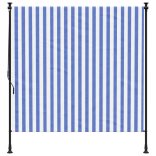 kék és fehér szövet és acél kültéri roló 150 x 270 cm