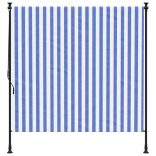 kék és fehér szövet és acél kültéri roló 200 x 270 cm