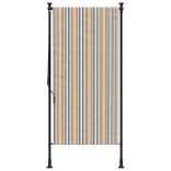 sárga és fehér szövet és acél kültéri roló 100 x 270 cm