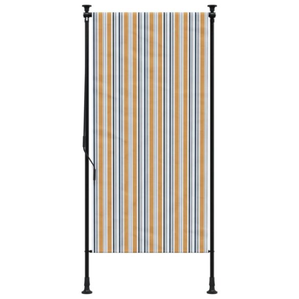 sárga és fehér szövet és acél kültéri roló 100 x 270 cm