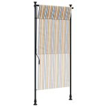 sárga és fehér szövet és acél kültéri roló 100 x 270 cm