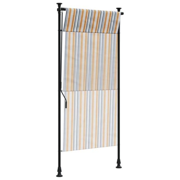 sárga és fehér szövet és acél kültéri roló 100 x 270 cm