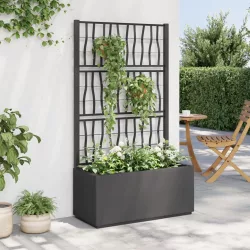   sötétszürke PP rácsos kerti ültetőláda 80 x 36 x 140 cm