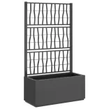 sötétszürke PP rácsos kerti ültetőláda 80 x 36 x 140 cm
