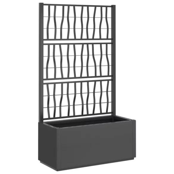 sötétszürke PP rácsos kerti ültetőláda 80 x 36 x 140 cm