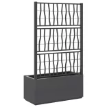 sötétszürke PP rácsos kerti ültetőláda 80 x 36 x 140 cm