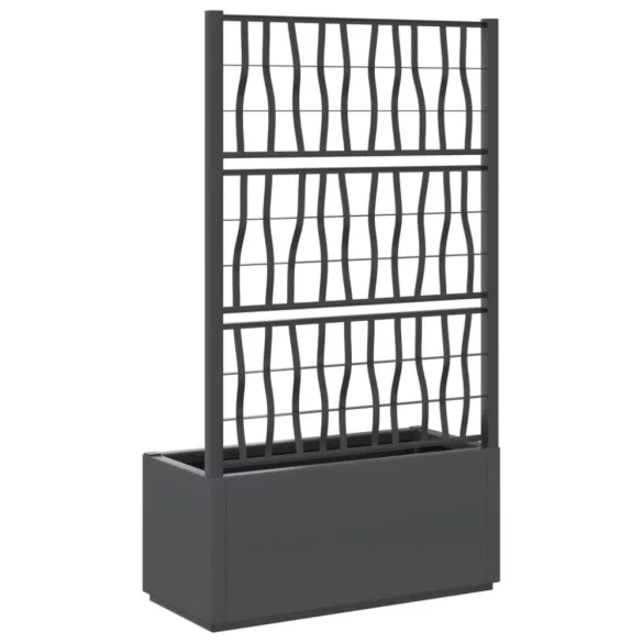 sötétszürke PP rácsos kerti ültetőláda 80 x 36 x 140 cm