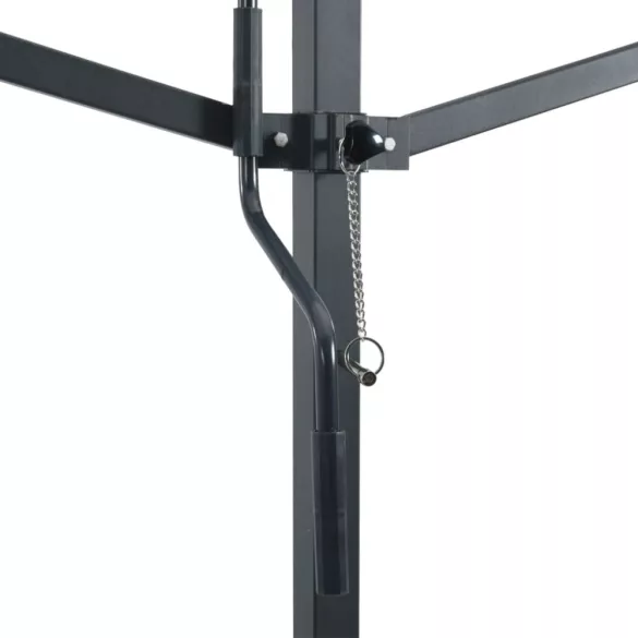 kék-fehér szövet és acél szabadon álló napellenző 300 x 300 cm