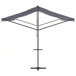 kék-fehér szövet és acél szabadon álló napellenző 600 x 300 cm