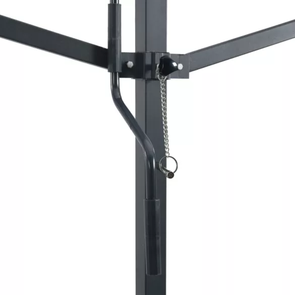 kék-fehér szövet és acél szabadon álló napellenző 600 x 300 cm