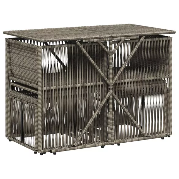 7 részes szürke polyrattan kerti étkezőgarnitúra párnával