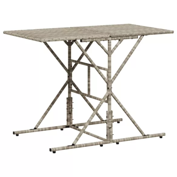 7 részes világosszürke polyrattan kerti étkezőszett párnával