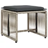 7 részes világosszürke polyrattan kerti étkezőszett párnával