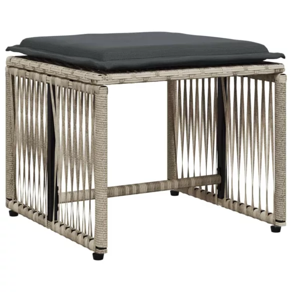 7 részes világosszürke polyrattan kerti étkezőszett párnával