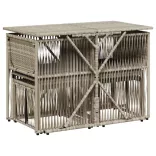 7 részes világosszürke polyrattan kerti étkezőszett párnával