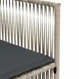 7 részes világosszürke polyrattan kerti étkezőszett párnával