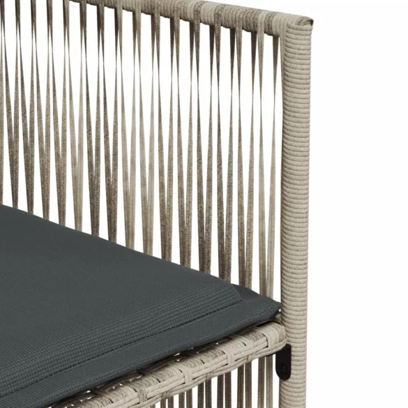 7 részes világosszürke polyrattan kerti étkezőszett párnával