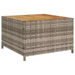 L-alakú szürke polyrattan kerti kanapé asztallal és párnákkal