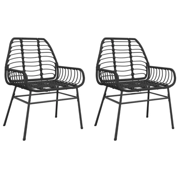 2 db fekete polyrattan kerti szék