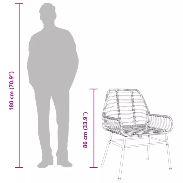 2 db barna polyrattan kerti szék