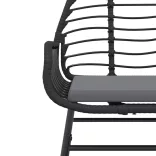 2 db fekete polyrattan kerti szék párnával