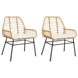 2 db barna polyrattan kerti szék párnákkal
