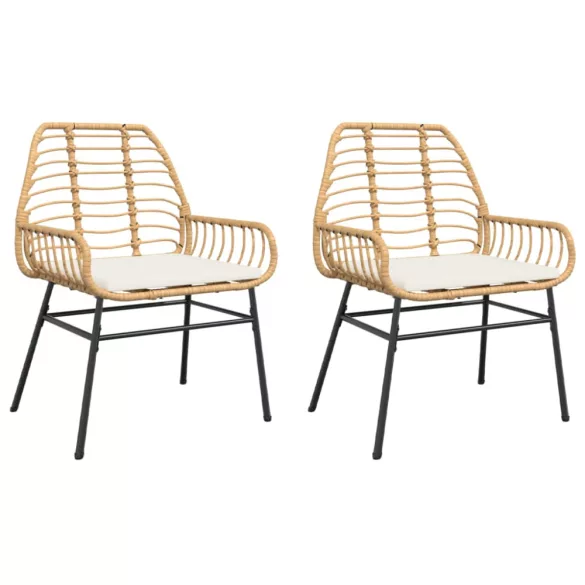 2 db barna polyrattan kerti szék párnákkal