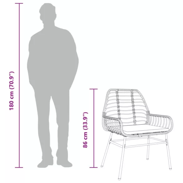 2 db barna polyrattan kerti szék párnákkal