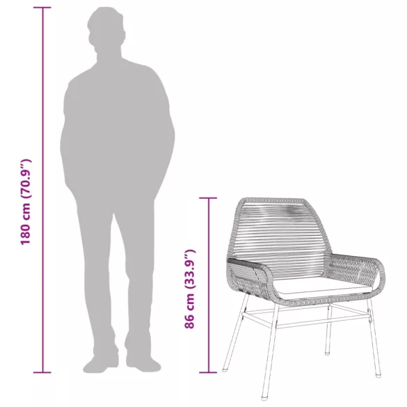 2 db barna polyrattan kerti szék párnákkal