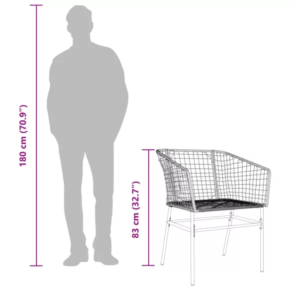 2 db fekete polyrattan kerti szék