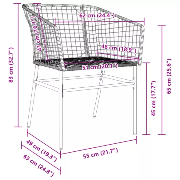 2 db barna polyrattan kerti szék