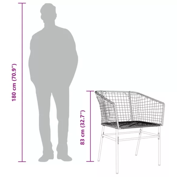 2 db barna polyrattan kerti szék