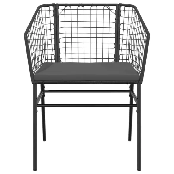 2 db fekete polyrattan kerti szék párnával