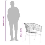2 db fekete polyrattan kerti szék párnával