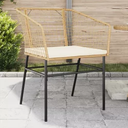 2 db barna polyrattan kerti szék párnákkal