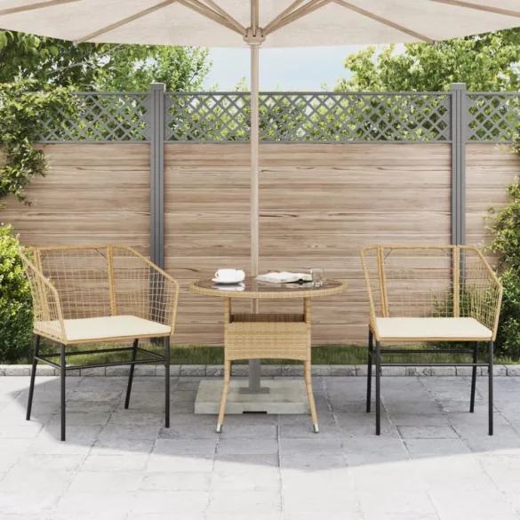 2 db barna polyrattan kerti szék párnákkal