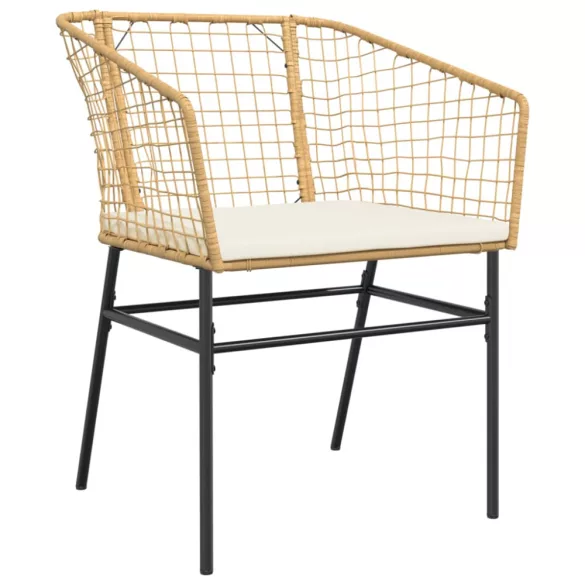 2 db barna polyrattan kerti szék párnákkal