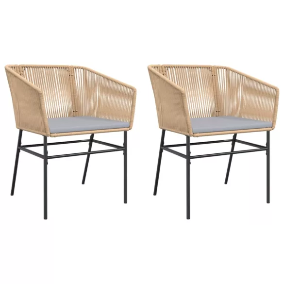2 db barna polyrattan kerti szék párnákkal